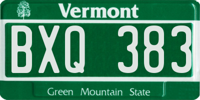 VT license plate BXQ383