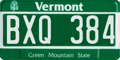 VT license plate BXQ384