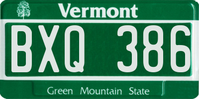 VT license plate BXQ386