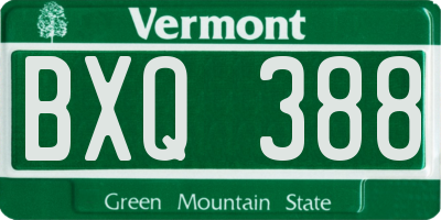 VT license plate BXQ388