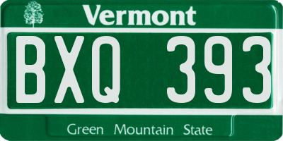 VT license plate BXQ393