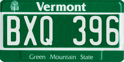 VT license plate BXQ396