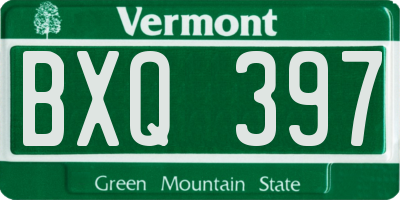 VT license plate BXQ397