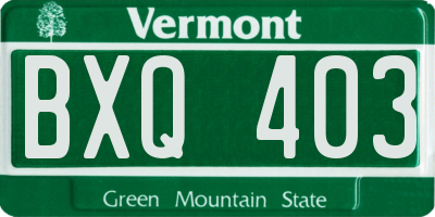 VT license plate BXQ403