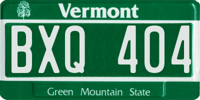 VT license plate BXQ404
