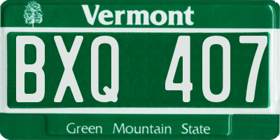 VT license plate BXQ407