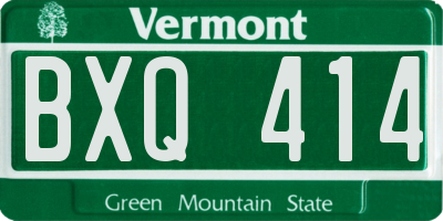 VT license plate BXQ414