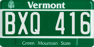 VT license plate BXQ416