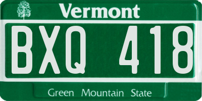 VT license plate BXQ418