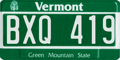 VT license plate BXQ419