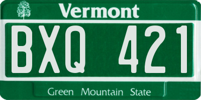 VT license plate BXQ421