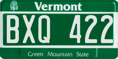 VT license plate BXQ422