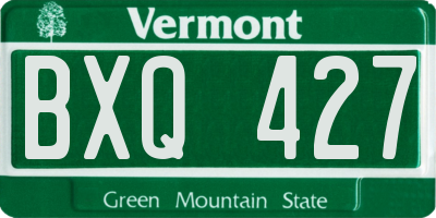 VT license plate BXQ427