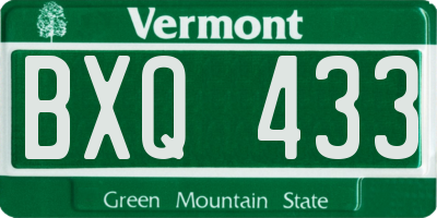 VT license plate BXQ433
