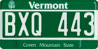 VT license plate BXQ443