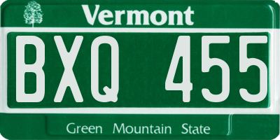 VT license plate BXQ455