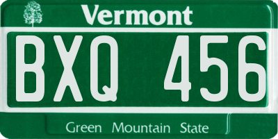 VT license plate BXQ456