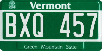 VT license plate BXQ457