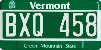 VT license plate BXQ458
