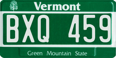 VT license plate BXQ459