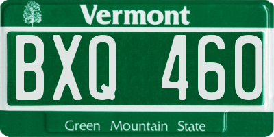 VT license plate BXQ460
