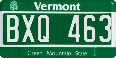 VT license plate BXQ463