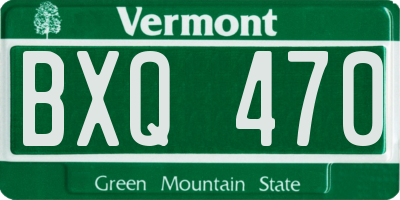 VT license plate BXQ470