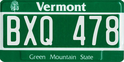 VT license plate BXQ478