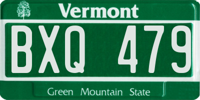 VT license plate BXQ479