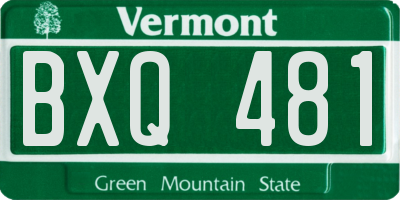 VT license plate BXQ481