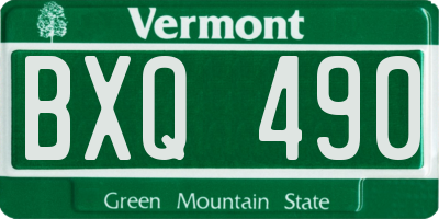 VT license plate BXQ490