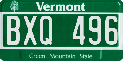 VT license plate BXQ496