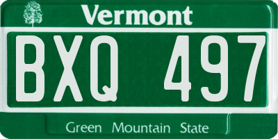 VT license plate BXQ497