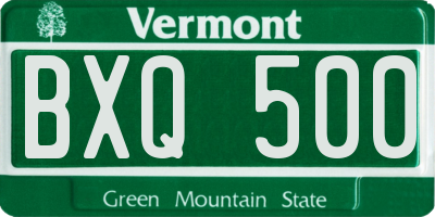 VT license plate BXQ500