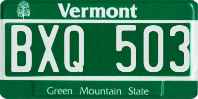 VT license plate BXQ503