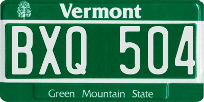 VT license plate BXQ504
