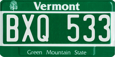VT license plate BXQ533