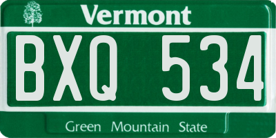 VT license plate BXQ534