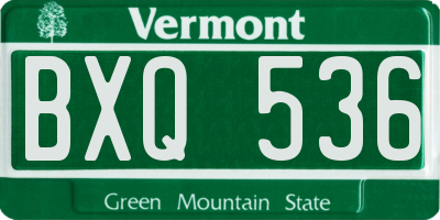 VT license plate BXQ536