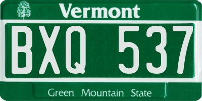 VT license plate BXQ537