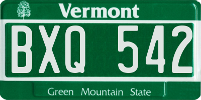 VT license plate BXQ542