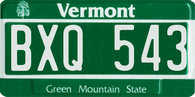 VT license plate BXQ543