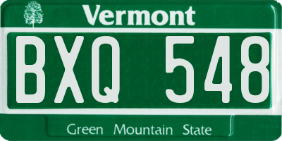 VT license plate BXQ548