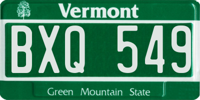 VT license plate BXQ549