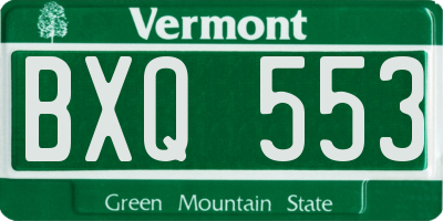 VT license plate BXQ553