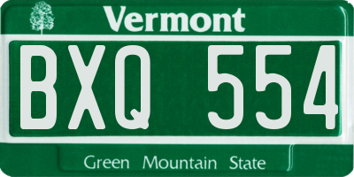 VT license plate BXQ554