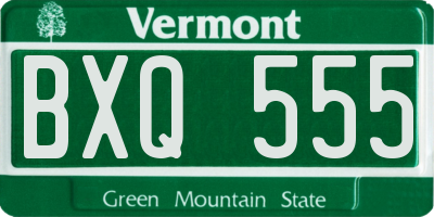 VT license plate BXQ555