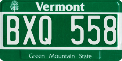 VT license plate BXQ558
