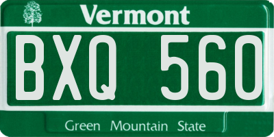 VT license plate BXQ560