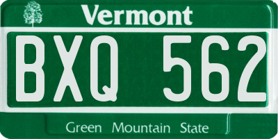 VT license plate BXQ562